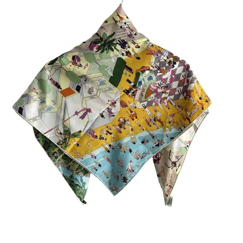 HERMES Carre 90 - Light Blue Yellow Multi Scarf 558-060625 - Picture 2 of 4